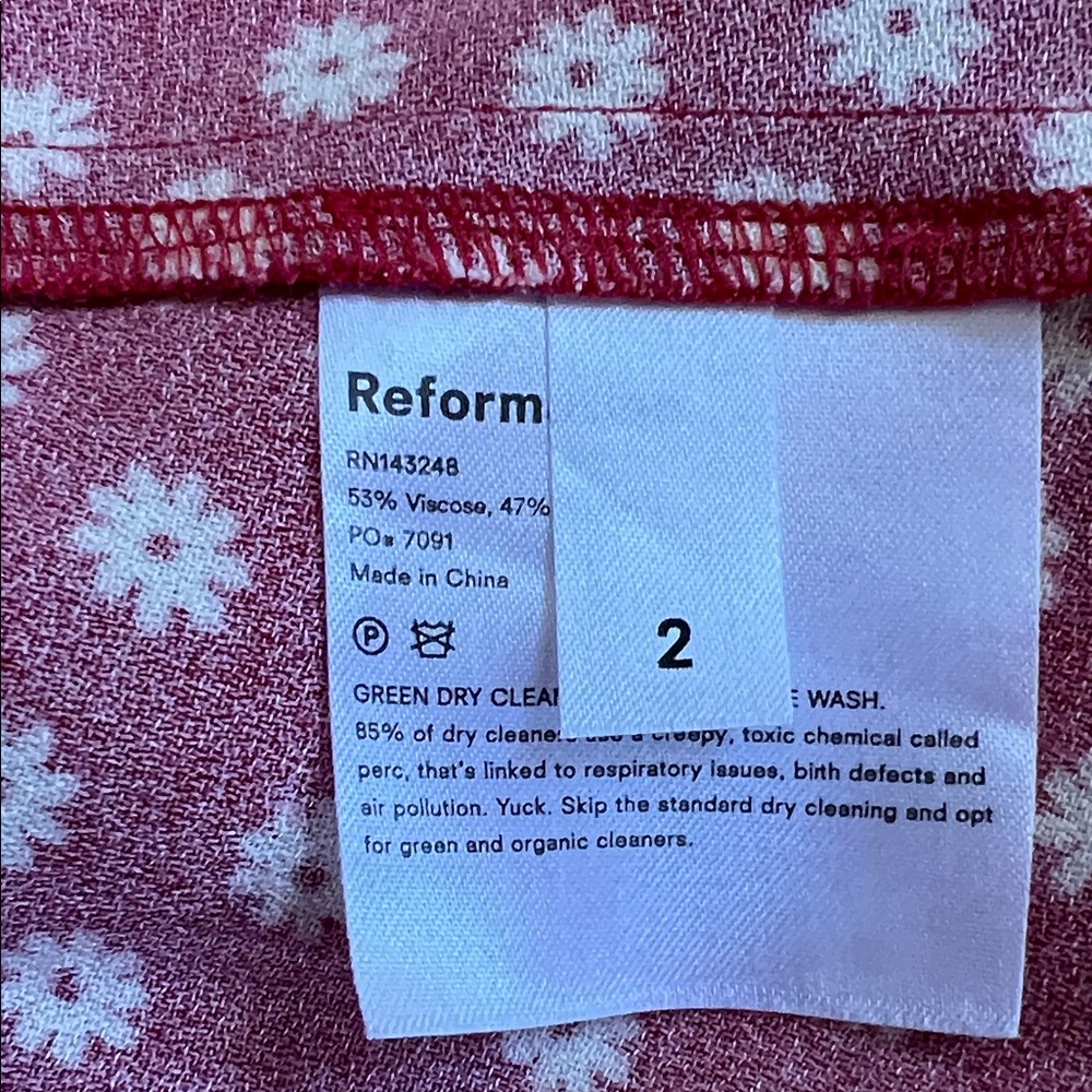 Reformation Red Zoe daisy floral print Skirt  sz 2 - Picture 7 of 11